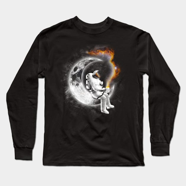 Space Coffee Break Long Sleeve T-Shirt by wookiemike